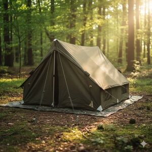 NOS French Army F1 Military 2-Man Tent Complete Kit Bushcraft Camping Olive
